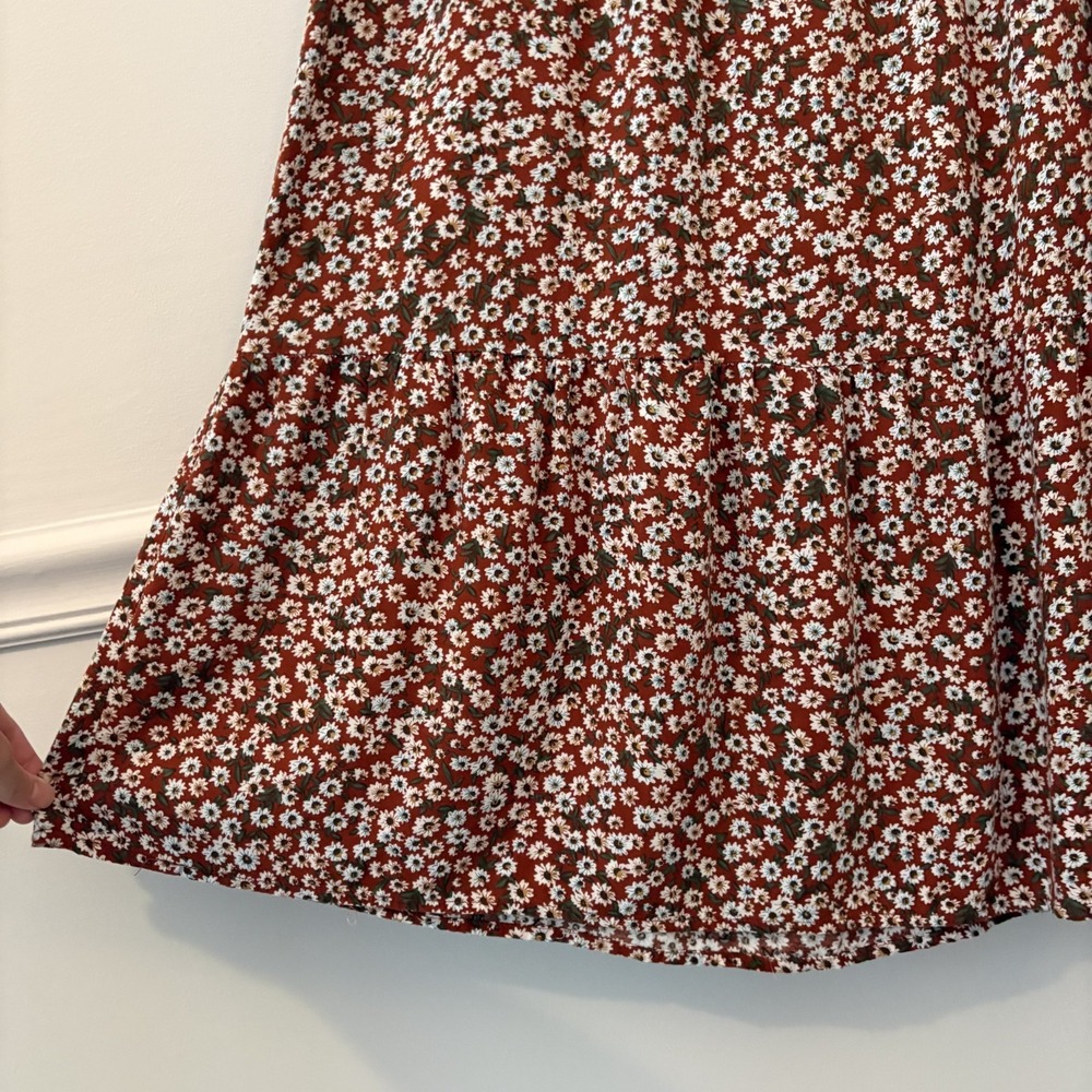 Natural Life Micro Floral Tiered Midi Dress Size M Rayon Boho Hippie Cottage - Picture 5 of 5